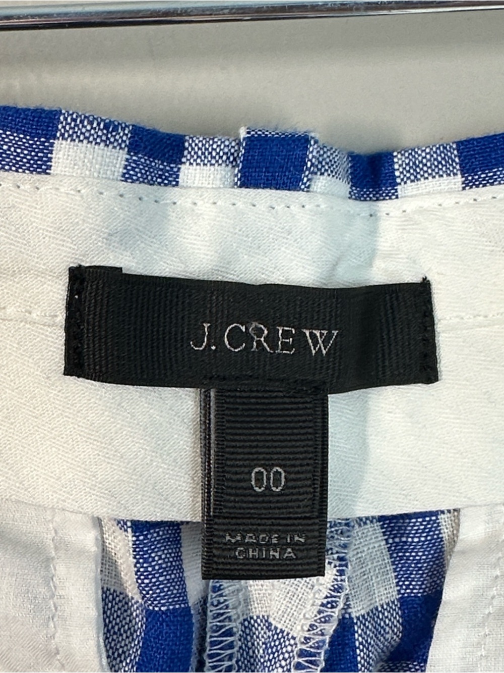 J. Crew Blue And White Linen Gingham Pants Trousers Slacks Size 00 - Picture 13 of 16